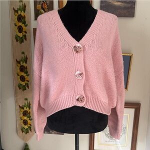 Anthropologie Pink Relaxed Cardigan